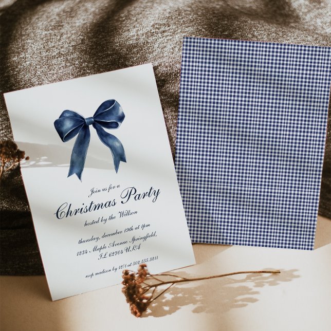 Invitación Fiesta de Navidades de nudos azules tradicionales (Subido por el creador)
