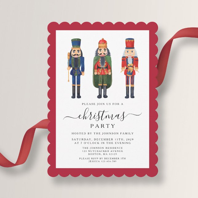 Invitación Fiesta de Navidades de Nutcracker festivos (Festive Nutcracker Christmas Party Invitation)