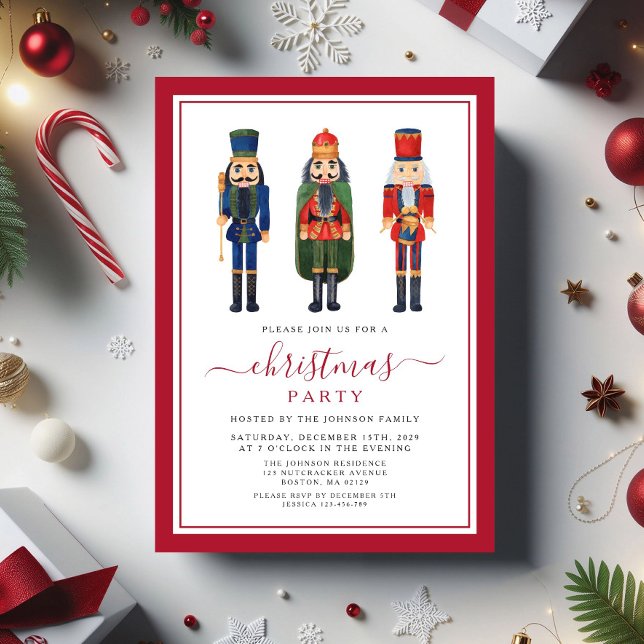 Invitación Fiesta de Navidades de Nutcracker festivos (Festive Nutcracker Christmas Party Invitation)