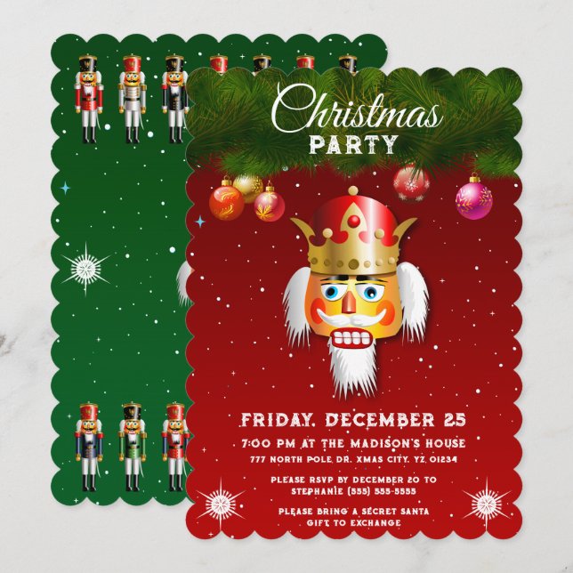 Invitación Fiesta de Navidades de Nutty Nutcrackers (Anverso / Reverso)