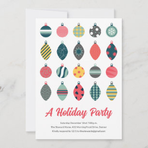 Invitación Fiesta de Navidades de ornamento cute