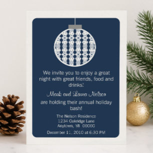 Invitación Fiesta de Navidades de ornamentos de Art Deco   Az