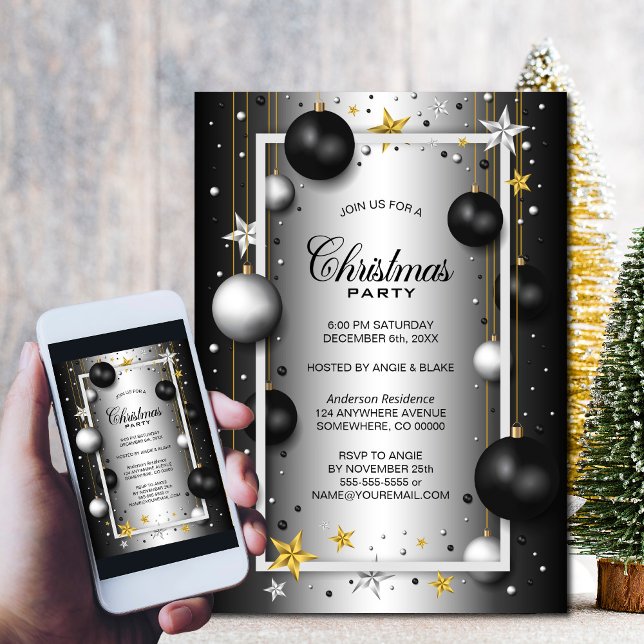 Invitación Fiesta de Navidades de Ornamentos de Black Silver  (Subido por el creador)
