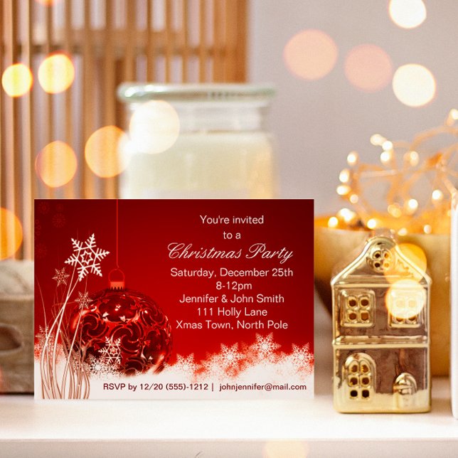 Invitación Fiesta de Navidades de ornamentos de copos de niev (Subido por el creador)