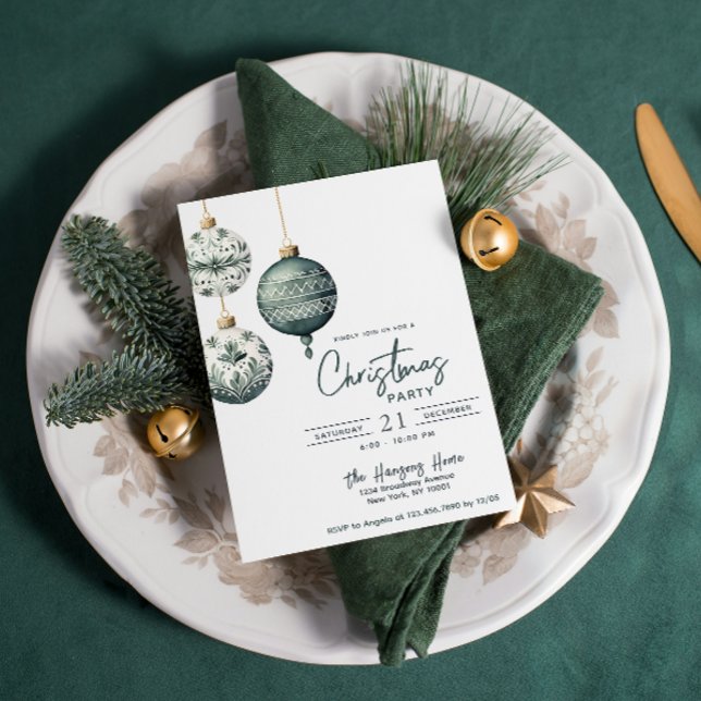 Invitación Fiesta de Navidades de ornamentos de estilo nórdic (Subido por el creador)