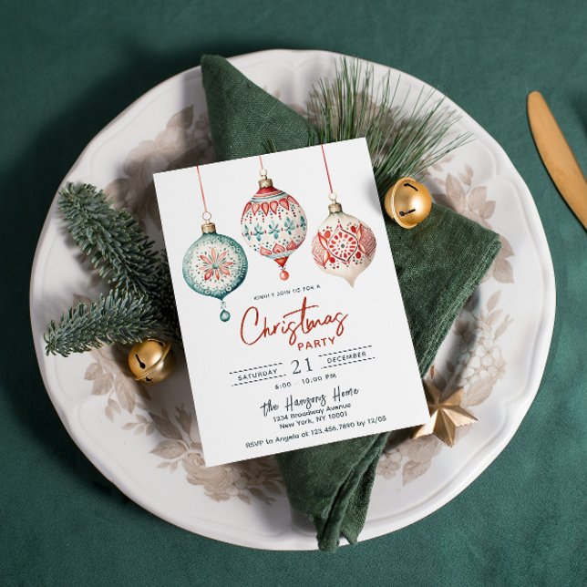 Invitación Fiesta de Navidades de ornamentos de estilo nórdic (Subido por el creador)