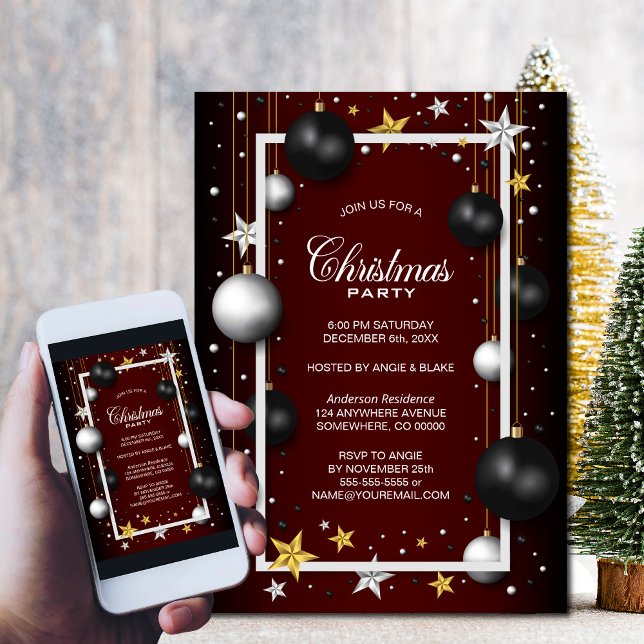 Invitación Fiesta de Navidades de Ornamentos de la Navidad en (Subido por el creador)