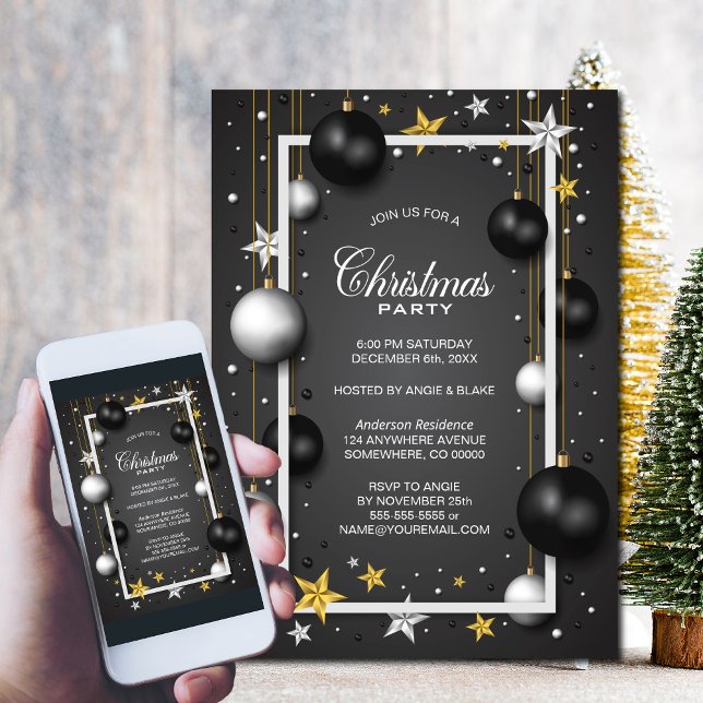 Invitación Fiesta de Navidades de Ornamentos de Navidad Moder (Subido por el creador)