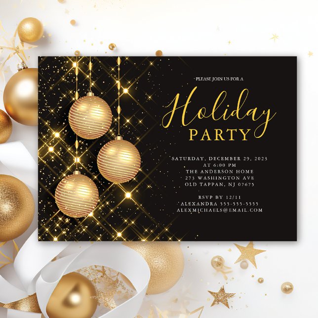 Invitación Fiesta de Navidades de ornamentos elegantes (Subido por el creador)