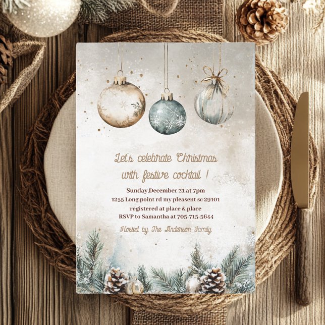 Invitación "Fiesta de Navidades de ornamentos rusos | Azul y  (Subido por el creador)