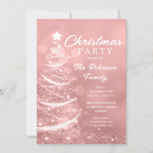Invitación Fiesta de Navidades de oro de esparkle de árbol de