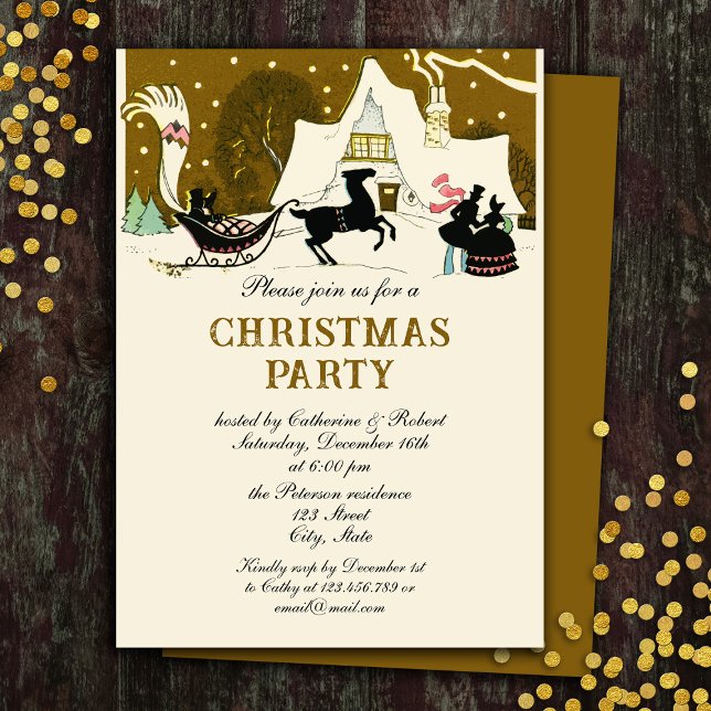 Invitación Fiesta de Navidades de oro de la época victoriana (Subido por el creador)
