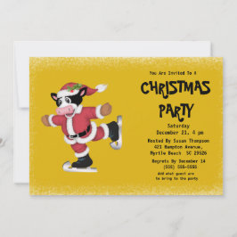 Invitación Fiesta de Navidades de oro de vaca de patinaje sob