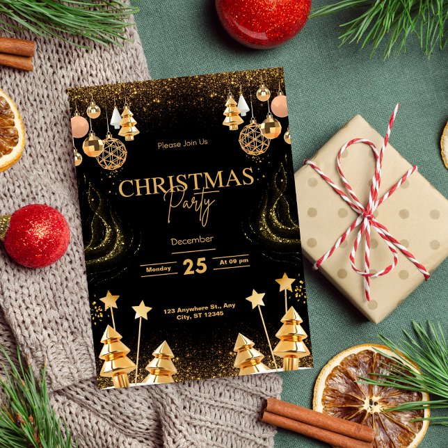Invitación Fiesta de Navidades de oro editable (Subido por el creador)