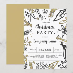 Invitación Fiesta de Navidades de oro gris negrita y corporat