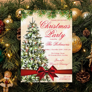 Invitación Fiesta de Navidades de oro Luces de árbol de nav