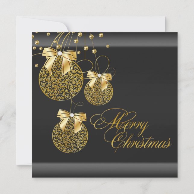 Invitación Fiesta de Navidades de oro negro (Anverso)