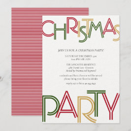Invitación Fiesta de Navidades de oro verde de las franjas ro