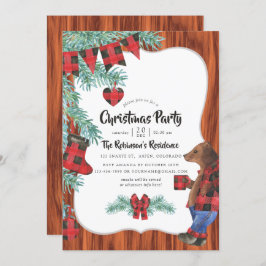 Invitación Fiesta de Navidades de oso de Búfalo Fundido Lumbe