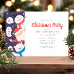 Invitación Fiesta de Navidades de oso de snowman Santa Polar<br><div class="desc">Difunde alegría por las vacaciones con esta divertida y festiva invitación a la fiesta de Navidades que incluye un trío juguetón —Santa, un muñeco de nieve y un oso polar— saludando y difundiendo alegría. Perfecto para reuniones de Navidades familiares, fiestas de oficina o reuniones festivas, este encantador diseño le aporta...</div>