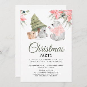 Invitación Fiesta de Navidades de oso polar