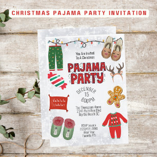 Invitación Fiesta de Navidades de Pajama Sleepover