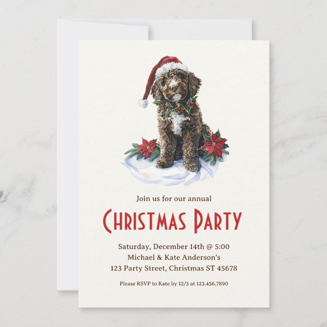 Invitación Fiesta de Navidades de Perro de Agua de Portugal S (Anverso)