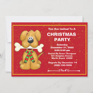 Invitación Fiesta de Navidades de perro lindo