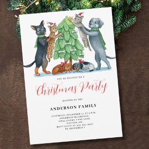 Invitación Fiesta de Navidades de perro lindo