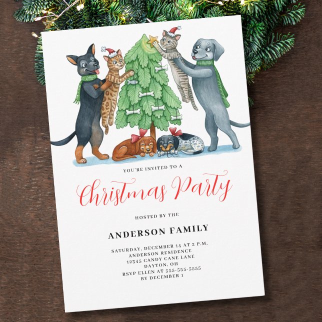 Invitación Fiesta de Navidades de perro lindo (Subido por el creador)