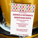 Invitación Fiesta de Navidades de Personalizados de patrones<br><div class="desc">Estas invitaciones de fiestas personalizados son perfectas para fiestas Navidades y otros eventos especiales. Presentan un divertido y festivo patrón geométrico inspirado en los años 70 en rojo,  verde limón,  rosa,  naranja y verde oscuro con todos los detalles de su fiesta en la coordinación de texto rojo.</div>