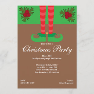 Invitación Fiesta de Navidades de pies elfo invita a vacacion