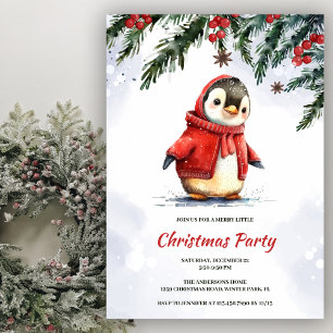 Invitación Fiesta de Navidades de pingüino de color dulce fes