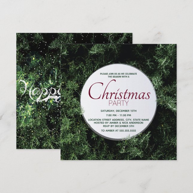Invitación Fiesta de Navidades de pino (Anverso / Reverso)