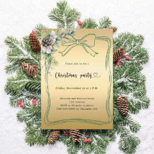 Invitación Fiesta de Navidades de pino con aroma dorado