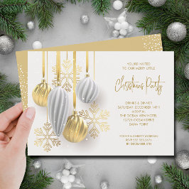 Invitación Fiesta de Navidades de Plata Retro y Ornamentos de
