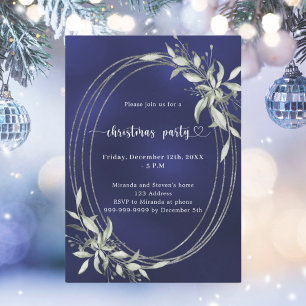 Invitación Fiesta de Navidades de platería azul marino