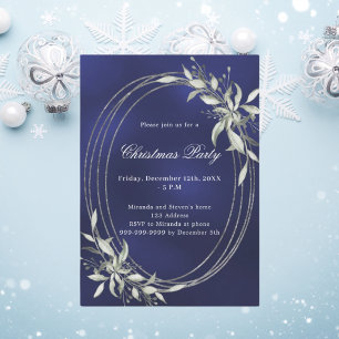 Invitación Fiesta de Navidades de platería azul marino