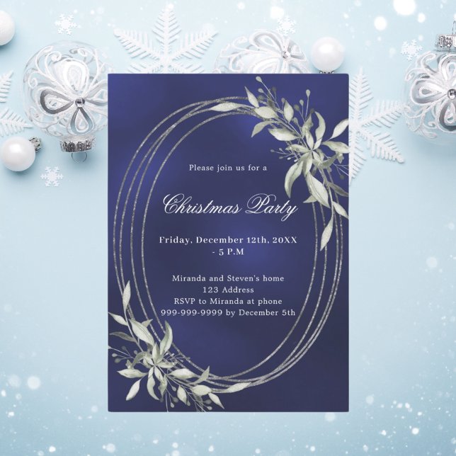 Invitación Fiesta de Navidades de platería azul marino (Subido por el creador)