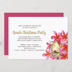 Invitación Fiesta de Navidades de Playa de Plumeria Rosa
