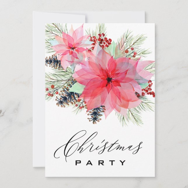 Invitación * Fiesta de Navidades de Poinsettia de Family Corp (Anverso)