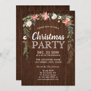 Invitación Fiesta de Navidades de Poinsettia floral Drop Flor
