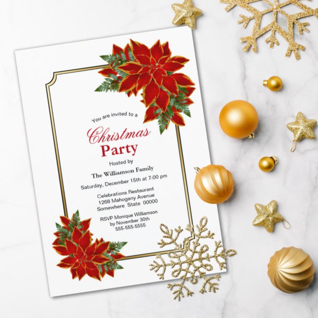 Invitación Fiesta de Navidades de Poinsettia Roja (Subido por el creador)