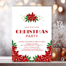 Invitación Fiesta de Navidades de Poinsettia Roja