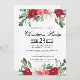 Invitación Fiesta de Navidades de Poinsettia Roja