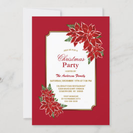 Invitación Fiesta de Navidades de Poinsettia Roja