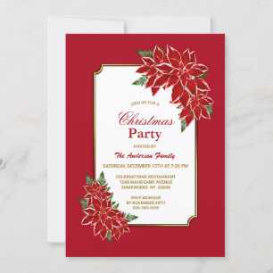 Invitación Fiesta de Navidades de Poinsettia Roja