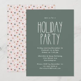 Invitación Fiesta de Navidades de Punto de Boho Polka Verde