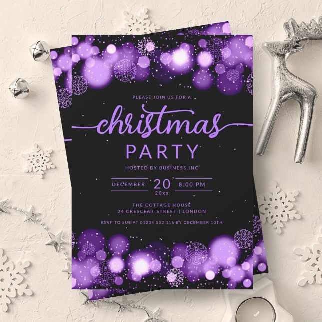 Invitación Fiesta de Navidades de Purple Winter Wonderland Co (Purple Winter Wonderland Company Christmas Party Invitation)