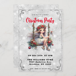 Invitación Fiesta de Navidades de Purpurinas blancos y de had